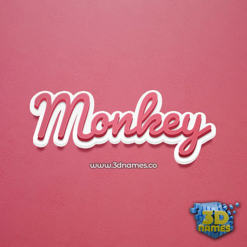 monkey in Red Scribble style - 3D name wallpaper