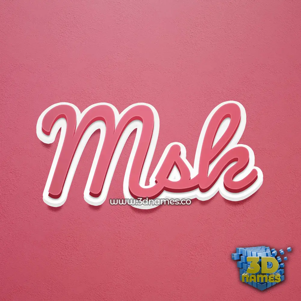 msk in Red Scribble style - 3D name wallpaper msk in Red Scribble style - 3D name wallpaper