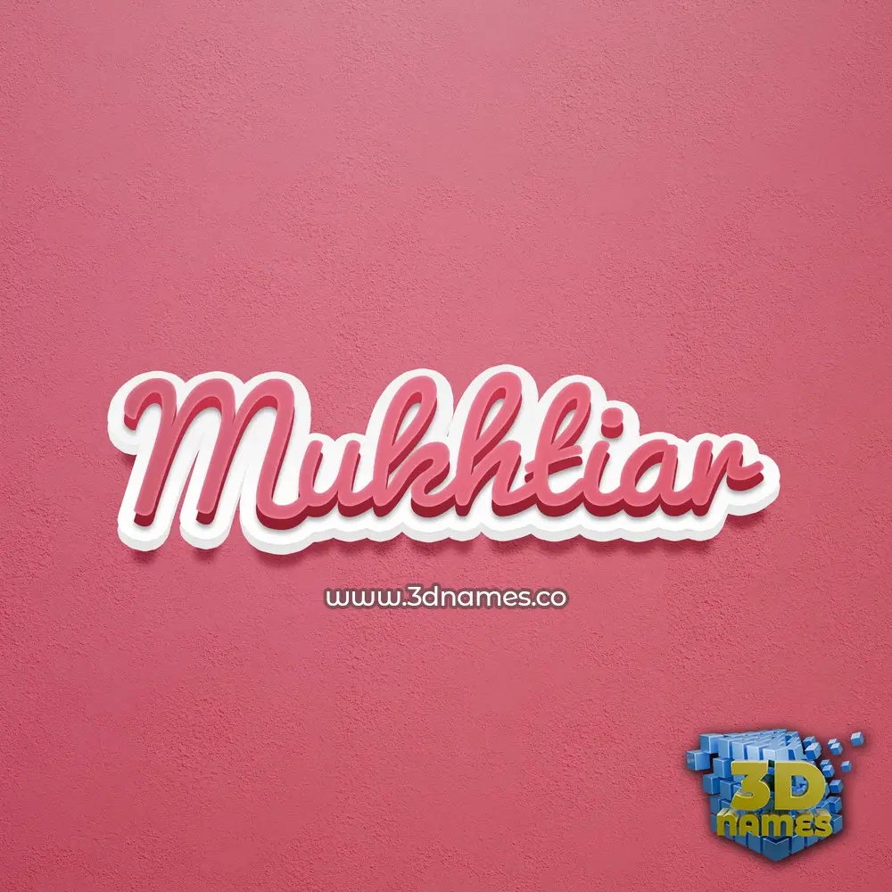 mukhtiar in Red Scribble style - 3D name wallpaper