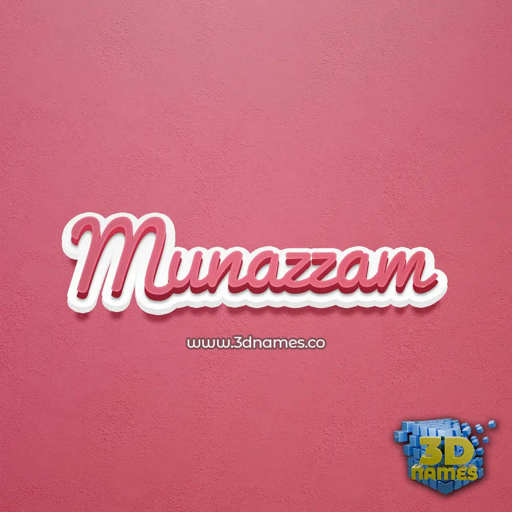 munazzam in Red Scribble style - 3D name wallpaper