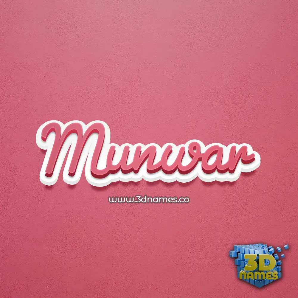 munwar in Red Scribble style - 3D name wallpaper