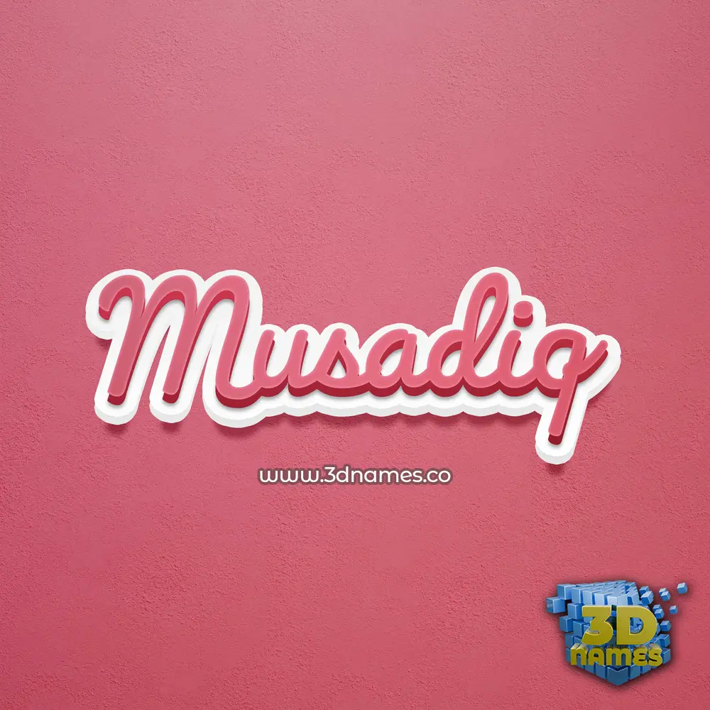 musadiq in Red Scribble style - 3D name wallpaper