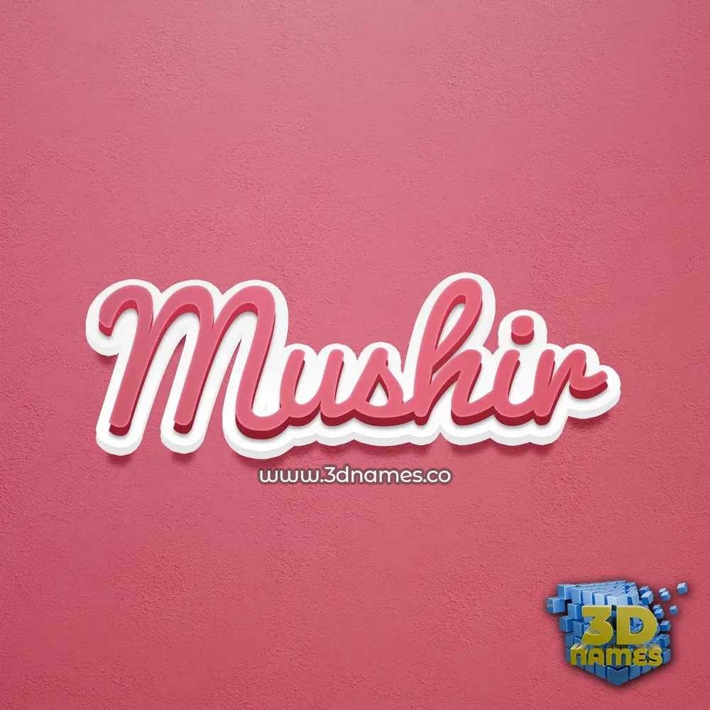 mushir in Red Scribble style - 3D name wallpaper