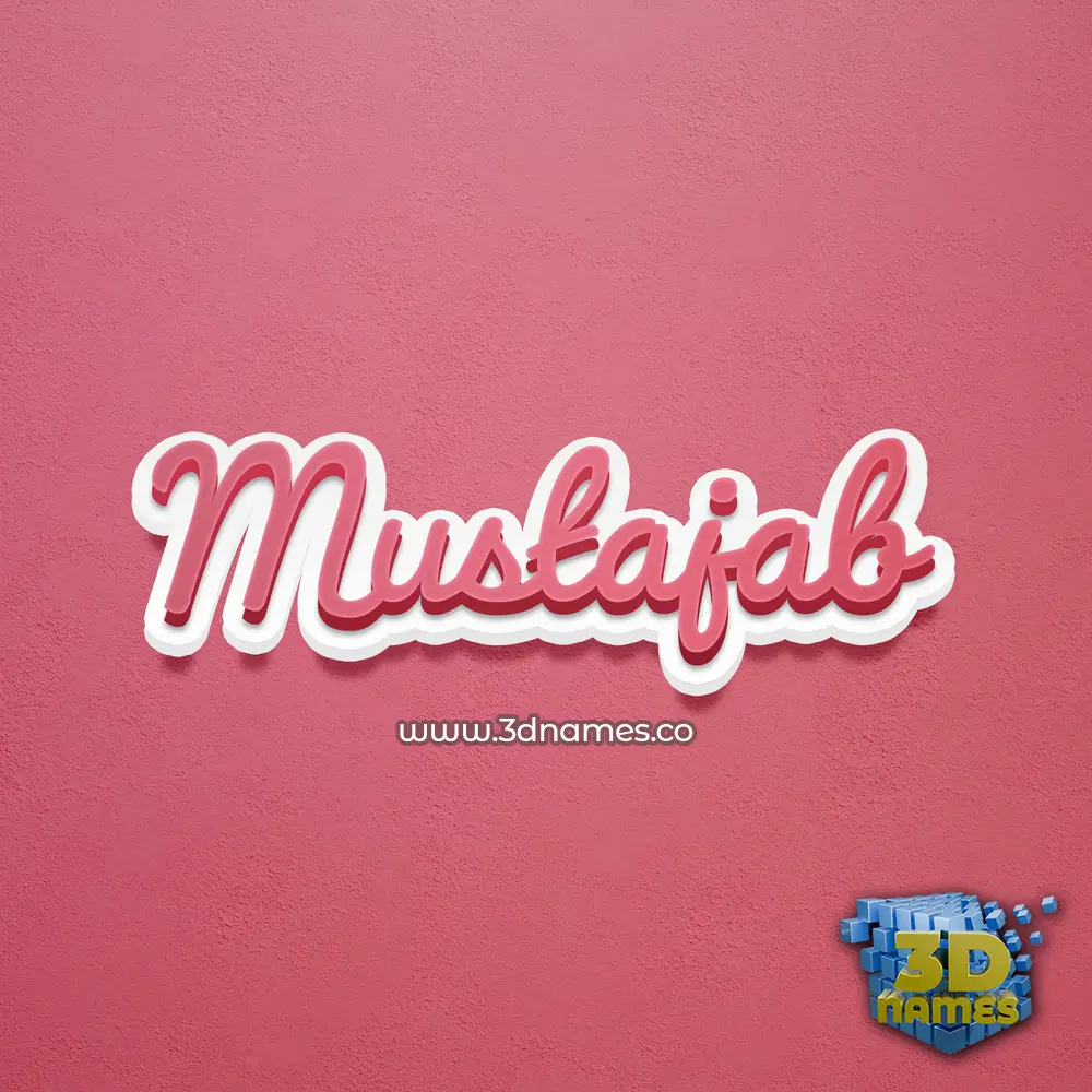 mustajab in Red Scribble style - 3D name wallpaper
