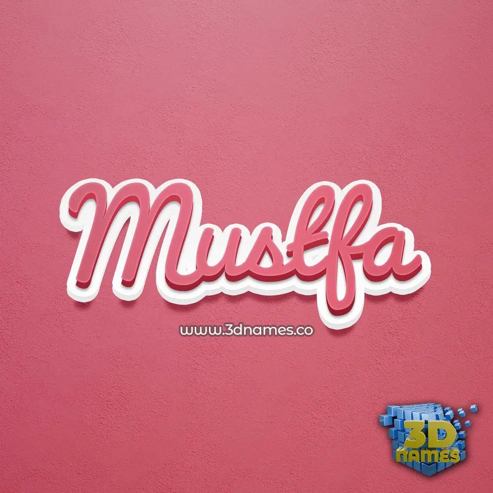 mustfa in Red Scribble style - 3D name wallpaper