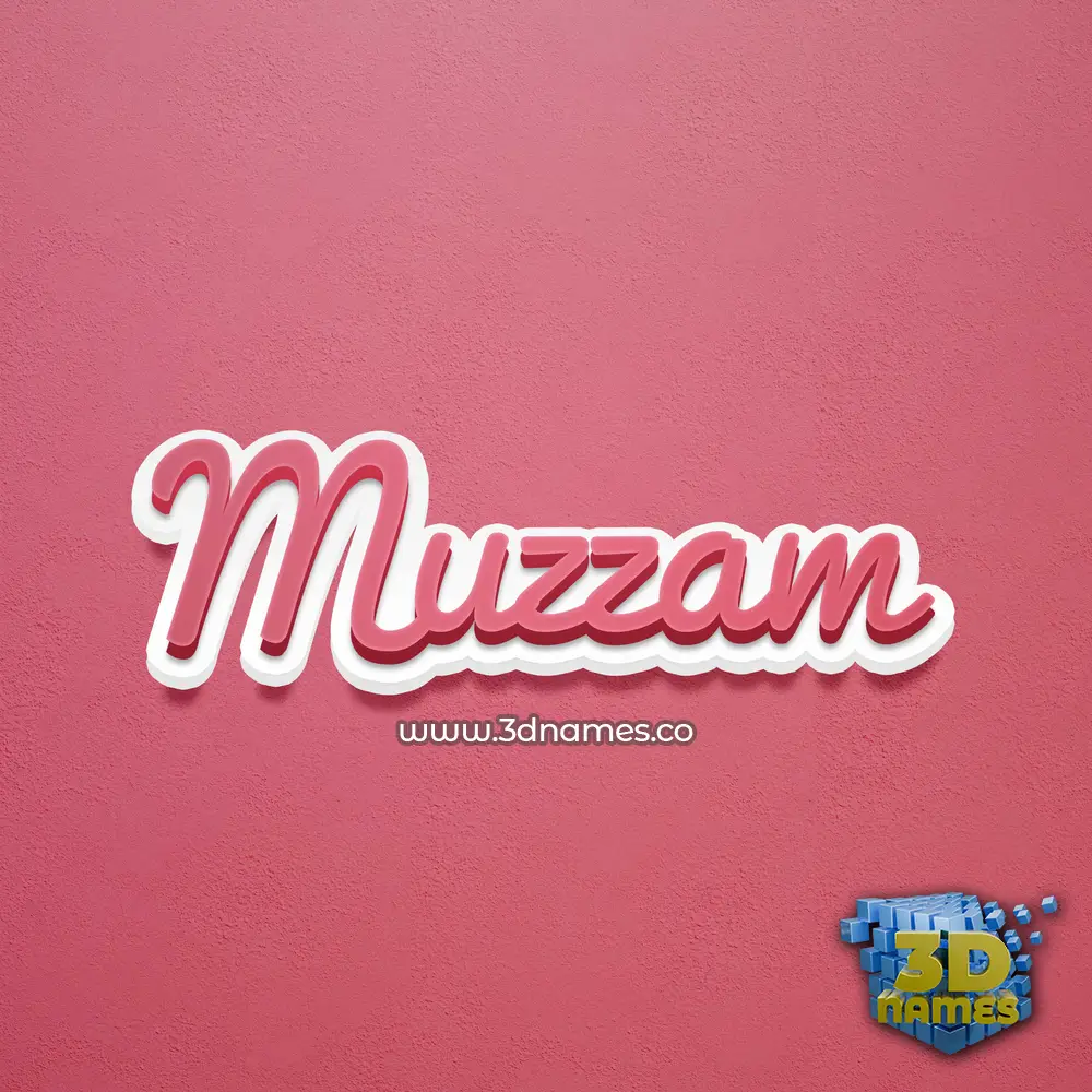 muzzam in Red Scribble style - 3D name wallpaper