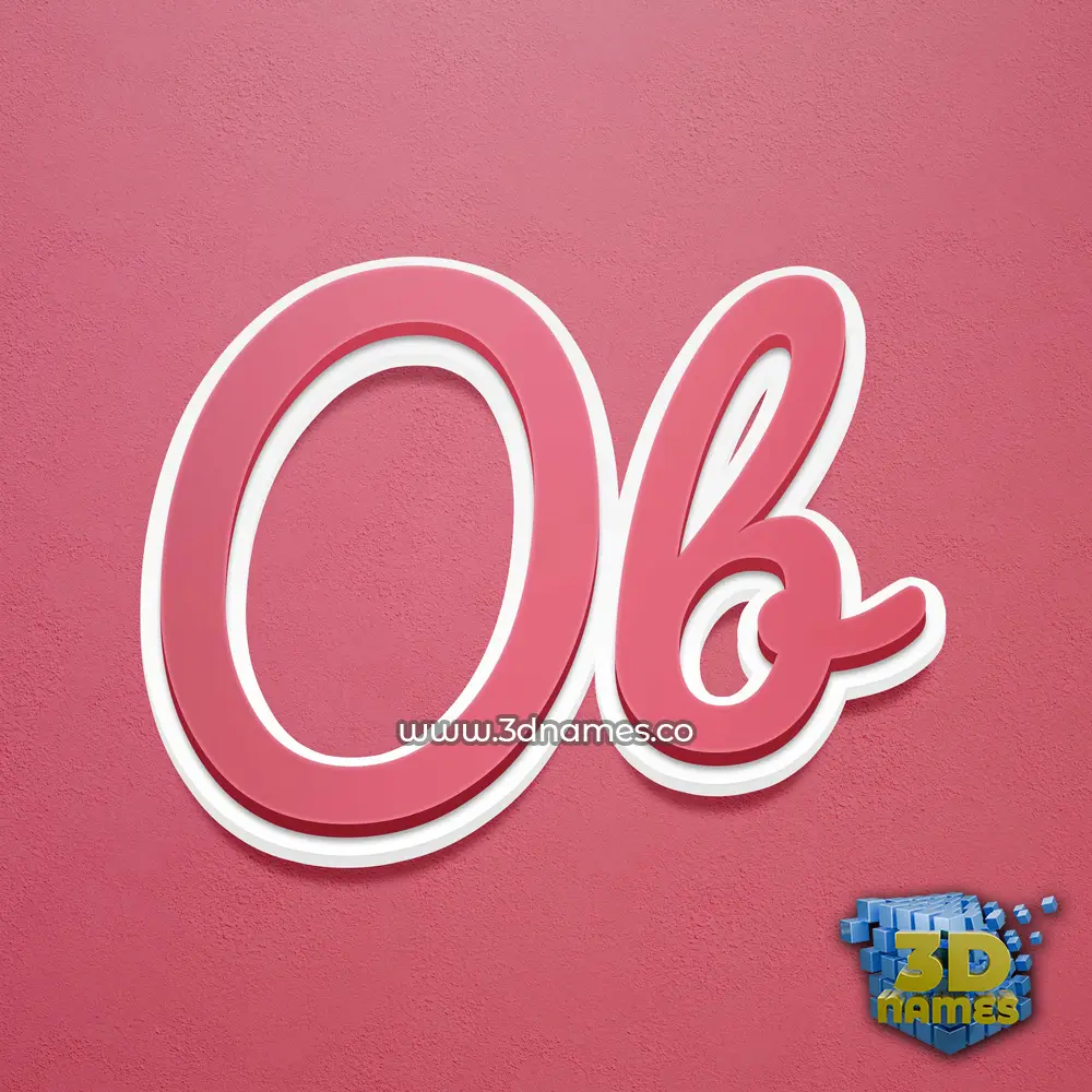 ob in Red Scribble style - 3D name wallpaper