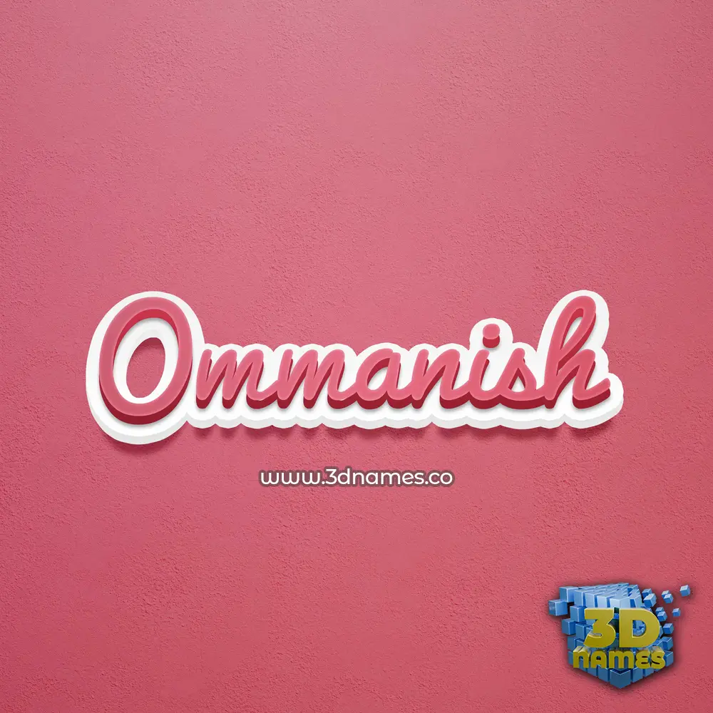 ommanish in Red Scribble style - 3D name wallpaper