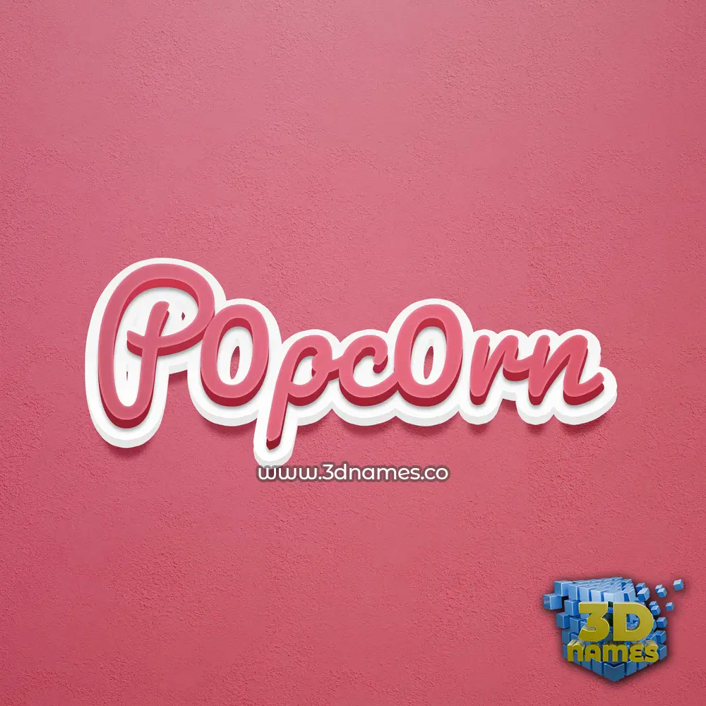 p0pc0rn in Red Scribble style - 3D name wallpaper