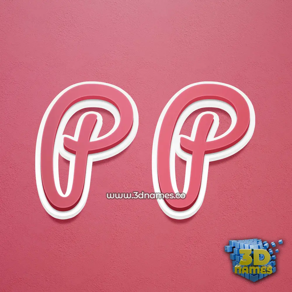 p p in Red Scribble style - 3D name wallpaper