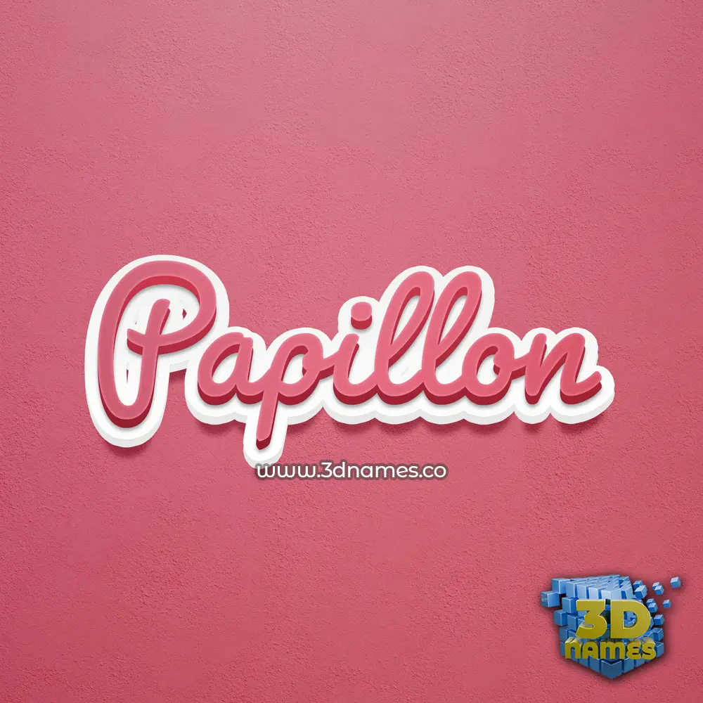 papillon in Red Scribble style - 3D name wallpaper