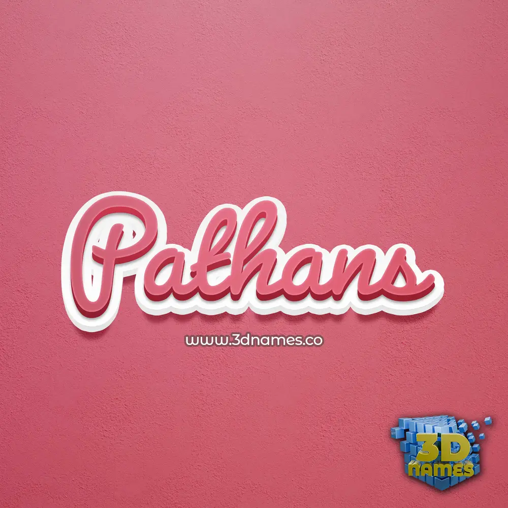 pathans in Red Scribble style - 3D name wallpaper