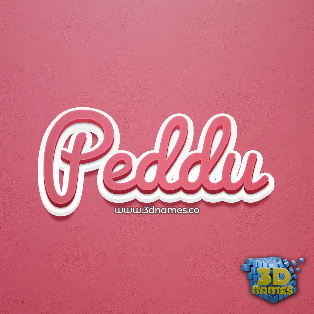 peddu in Red Scribble style - 3D name wallpaper