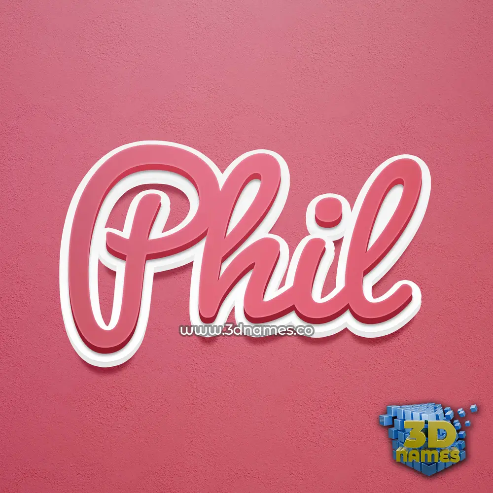 phil in Red Scribble style - 3D name wallpaper