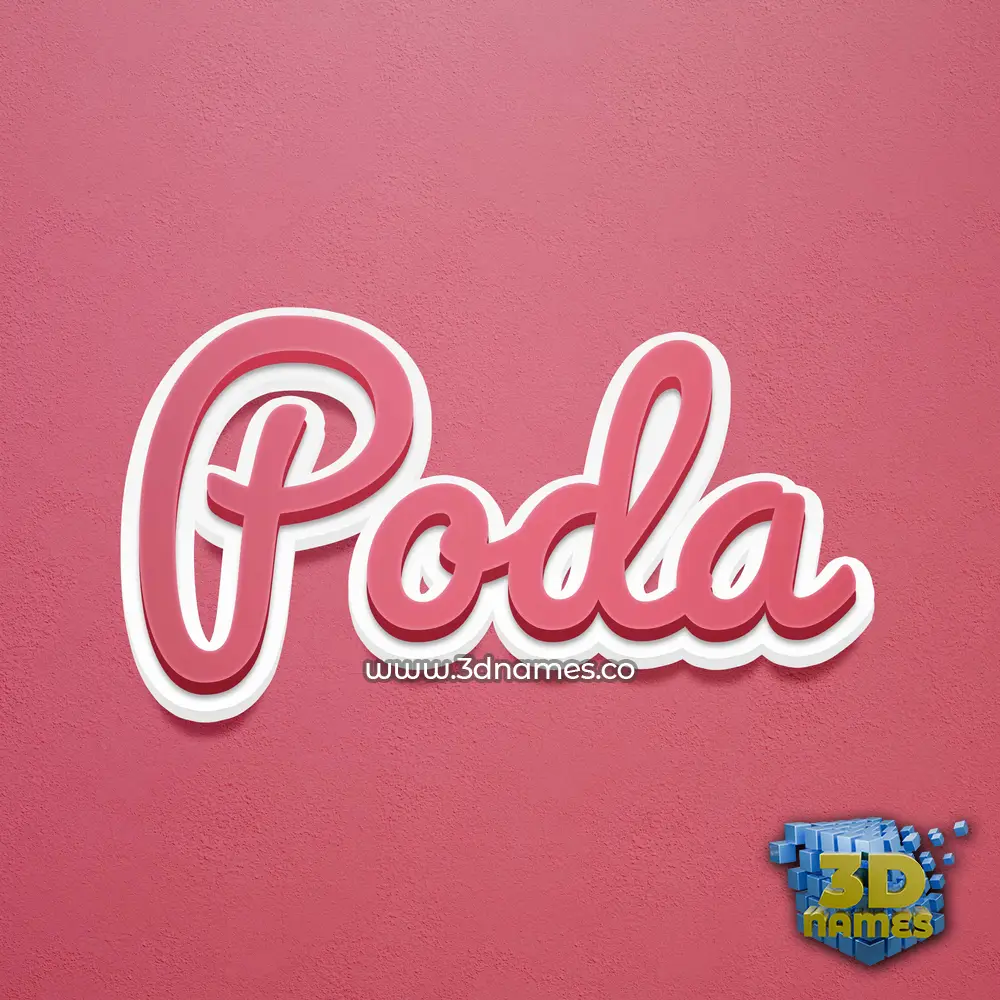 poda in Red Scribble style - 3D name wallpaper