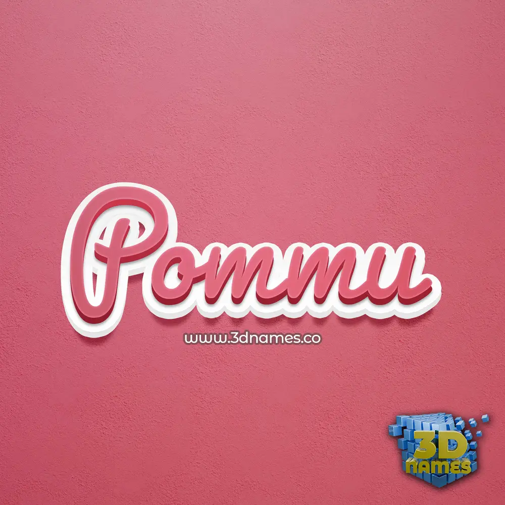 pommu in Red Scribble style - 3D name wallpaper