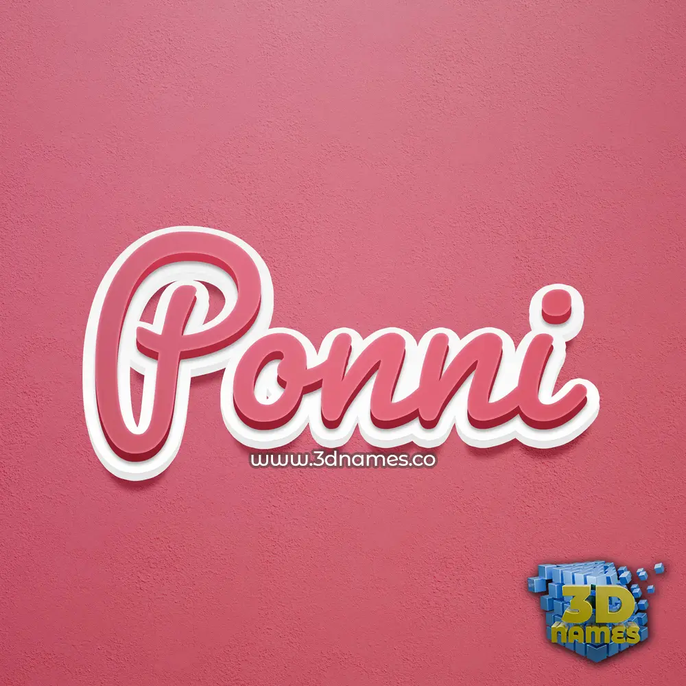 ponni in Red Scribble style - 3D name wallpaper