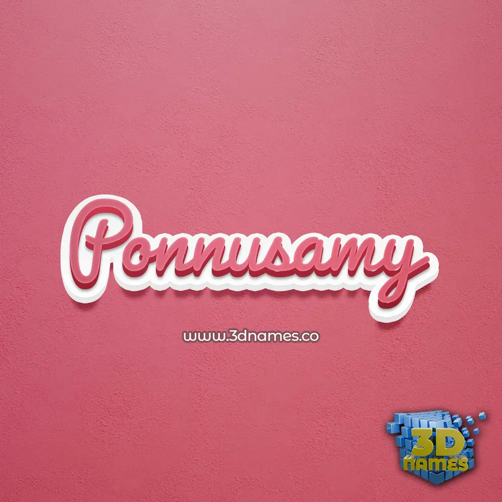 ponnusamy in Red Scribble style - 3D name wallpaper