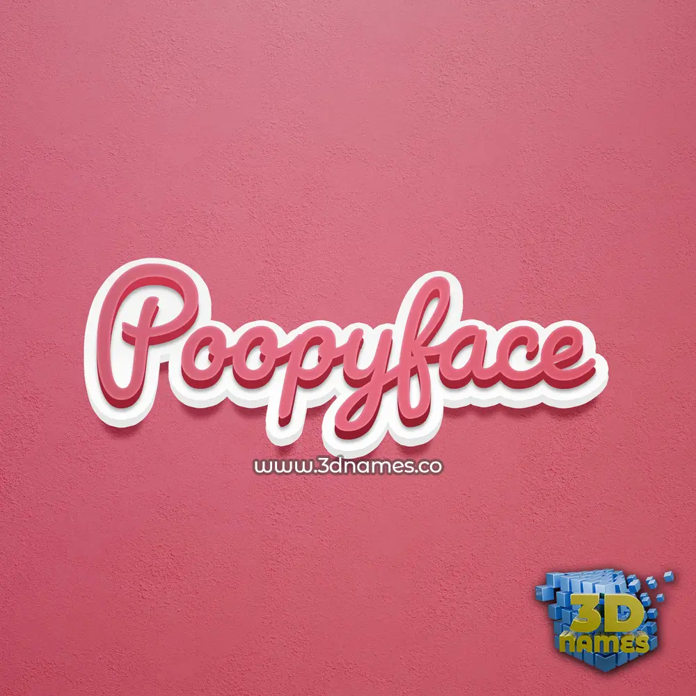 poopyface in Red Scribble style - 3D name wallpaper