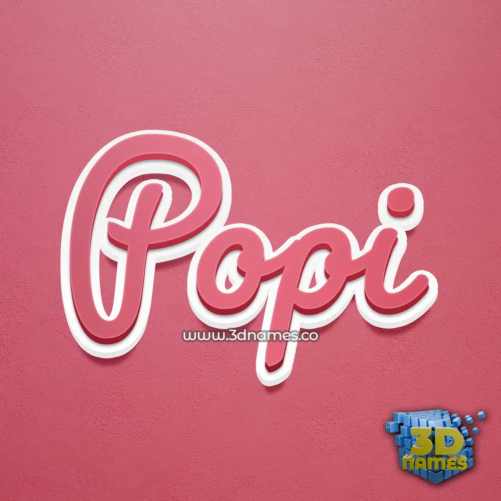 popi in Red Scribble style - 3D name wallpaper
