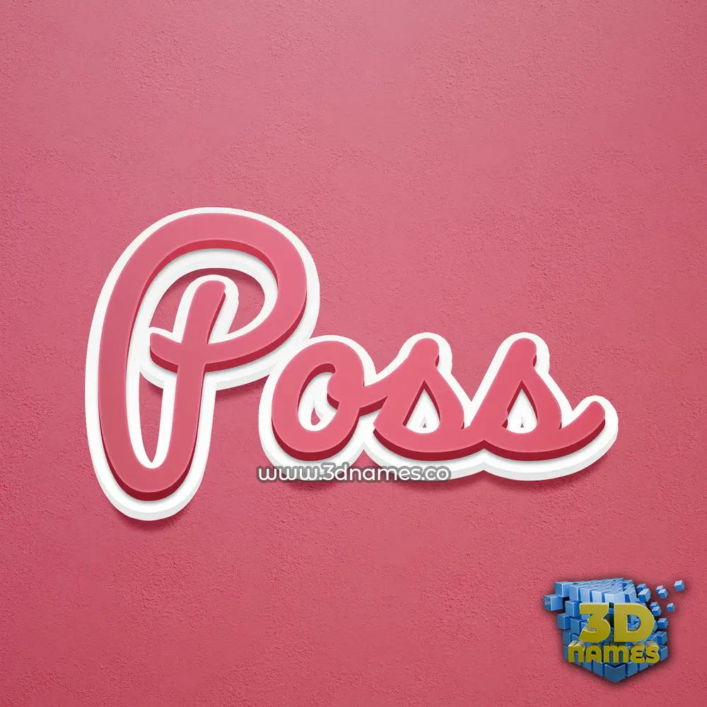 poss in Red Scribble style - 3D name wallpaper