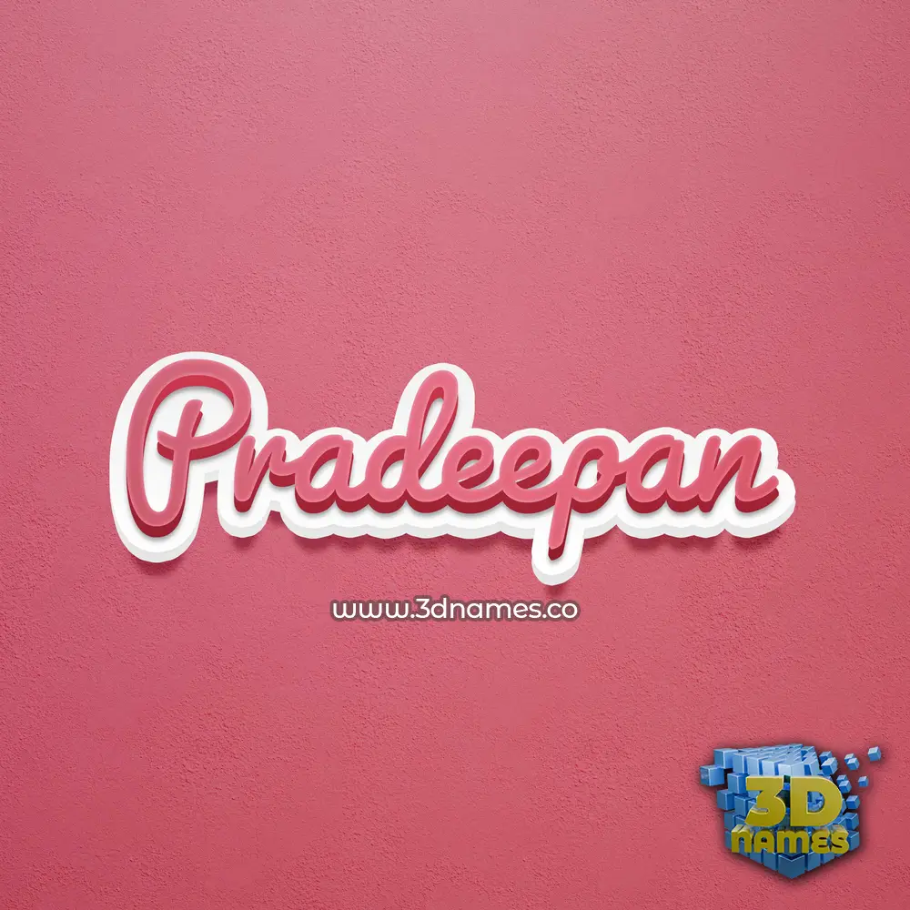 pradeepan in Red Scribble style - 3D name wallpaper