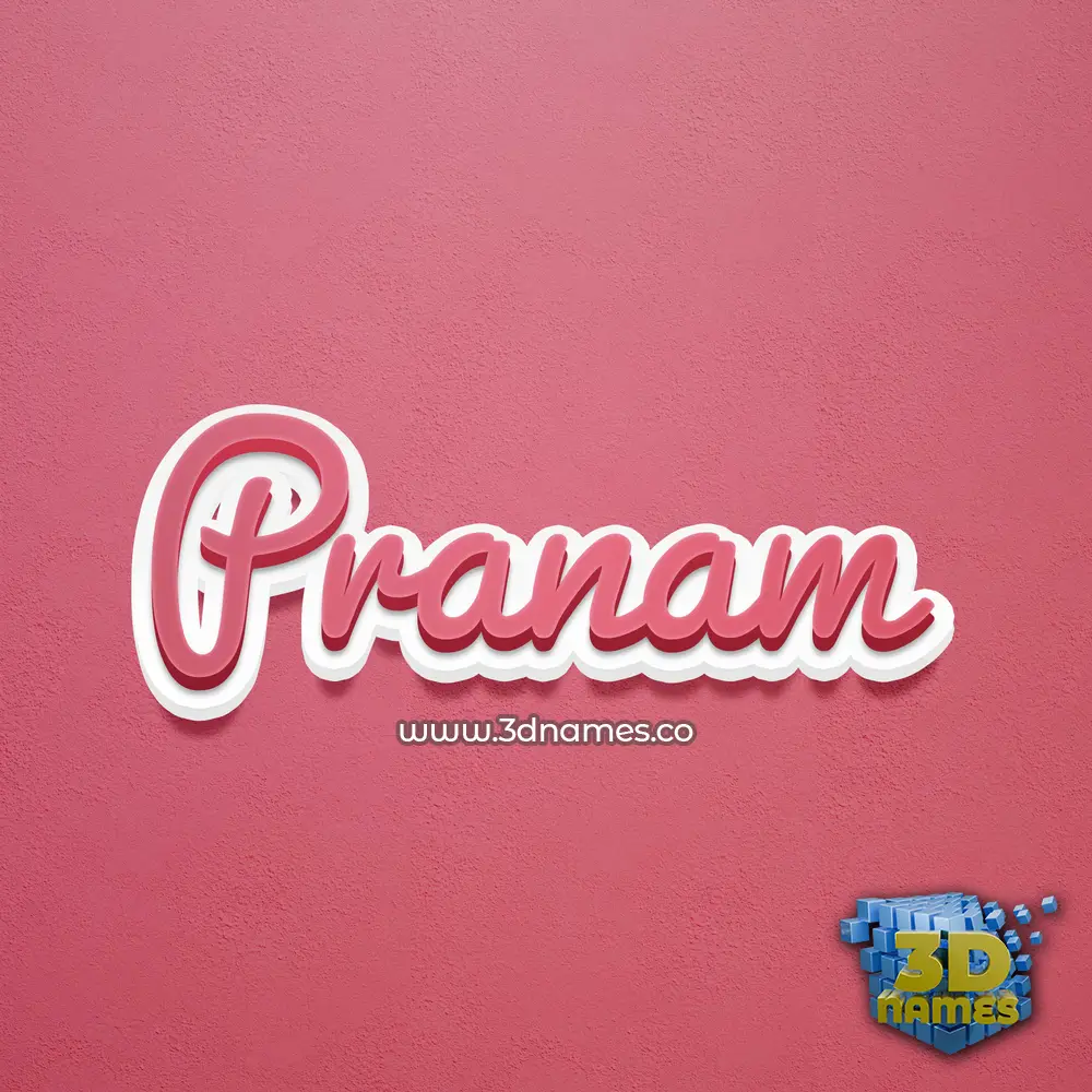 pranam in Red Scribble style - 3D name wallpaper