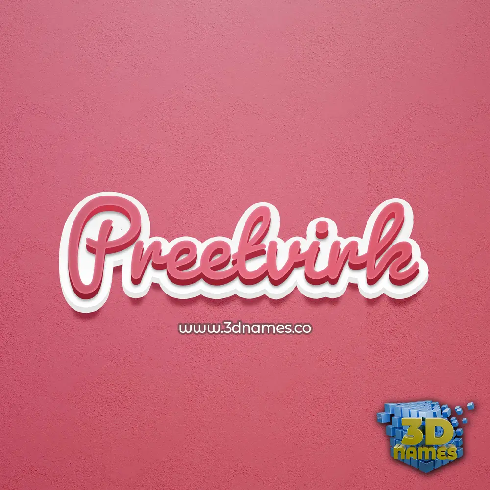 preetvirk in Red Scribble style - 3D name wallpaper