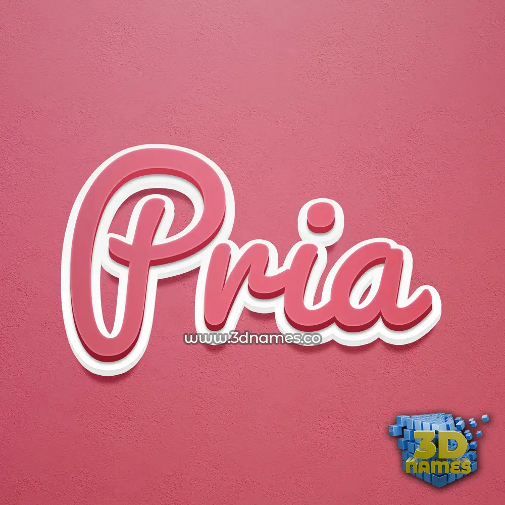 pria in Red Scribble style - 3D name wallpaper