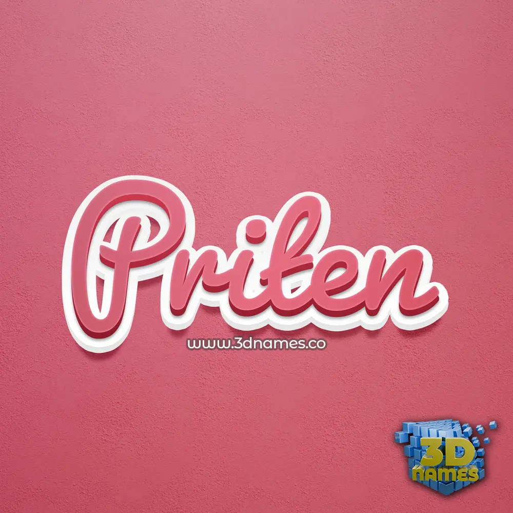 priten in Red Scribble style - 3D name wallpaper