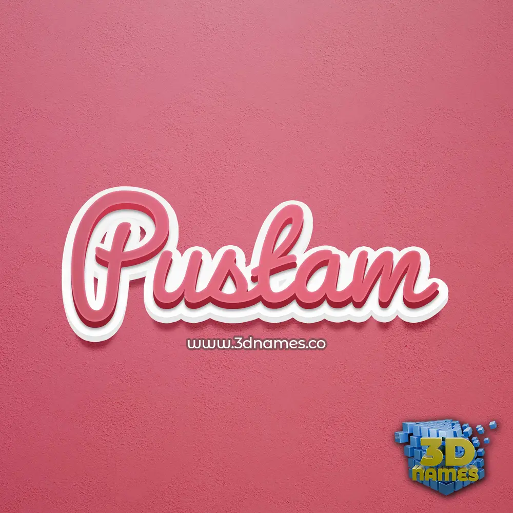 pustam in Red Scribble style - 3D name wallpaper