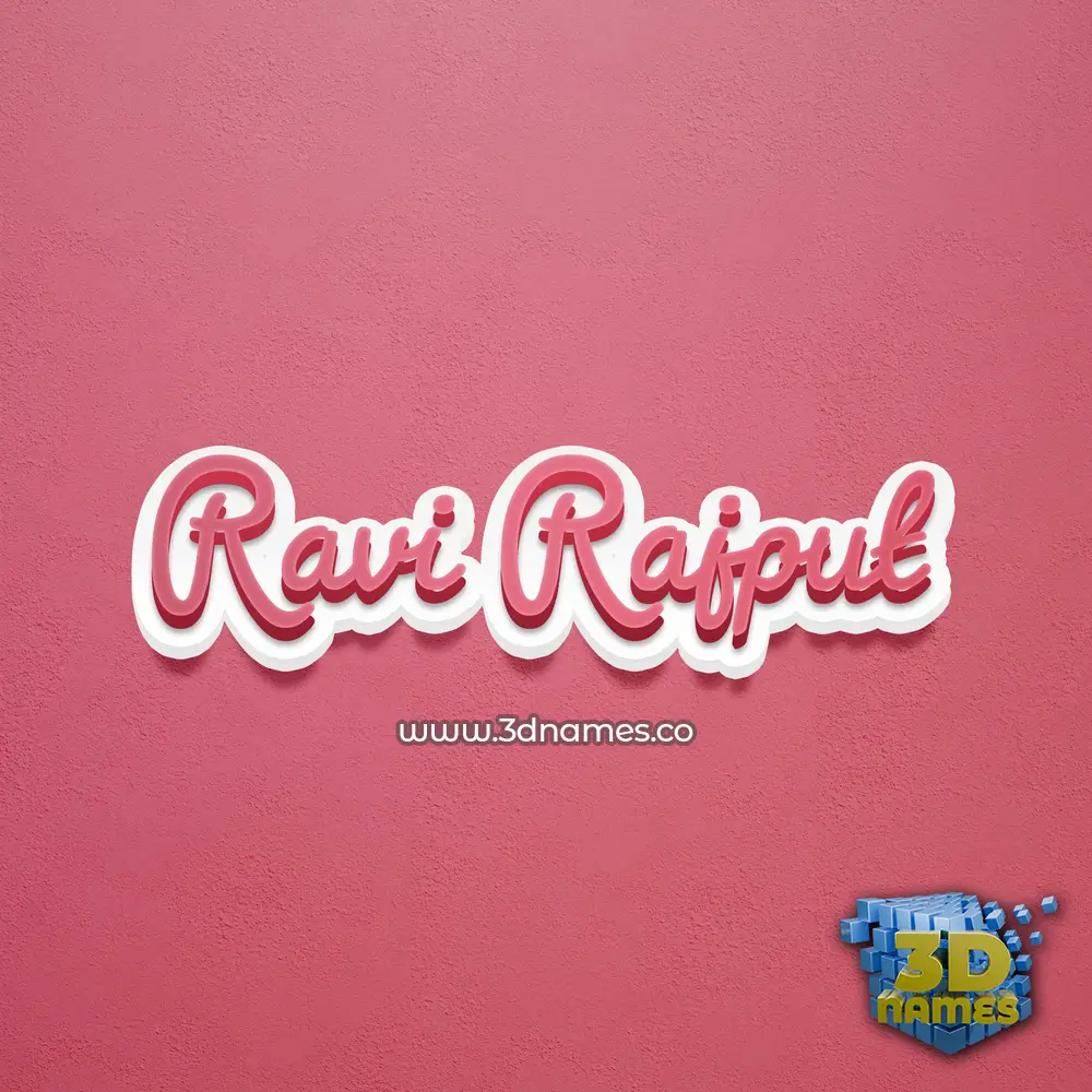 ravi rajput in Red Scribble style - 3D name wallpaper