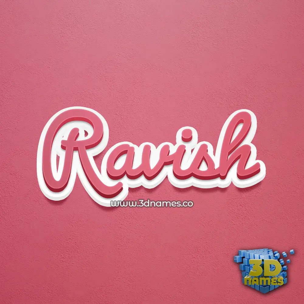 ravish in Red Scribble style - 3D name wallpaper