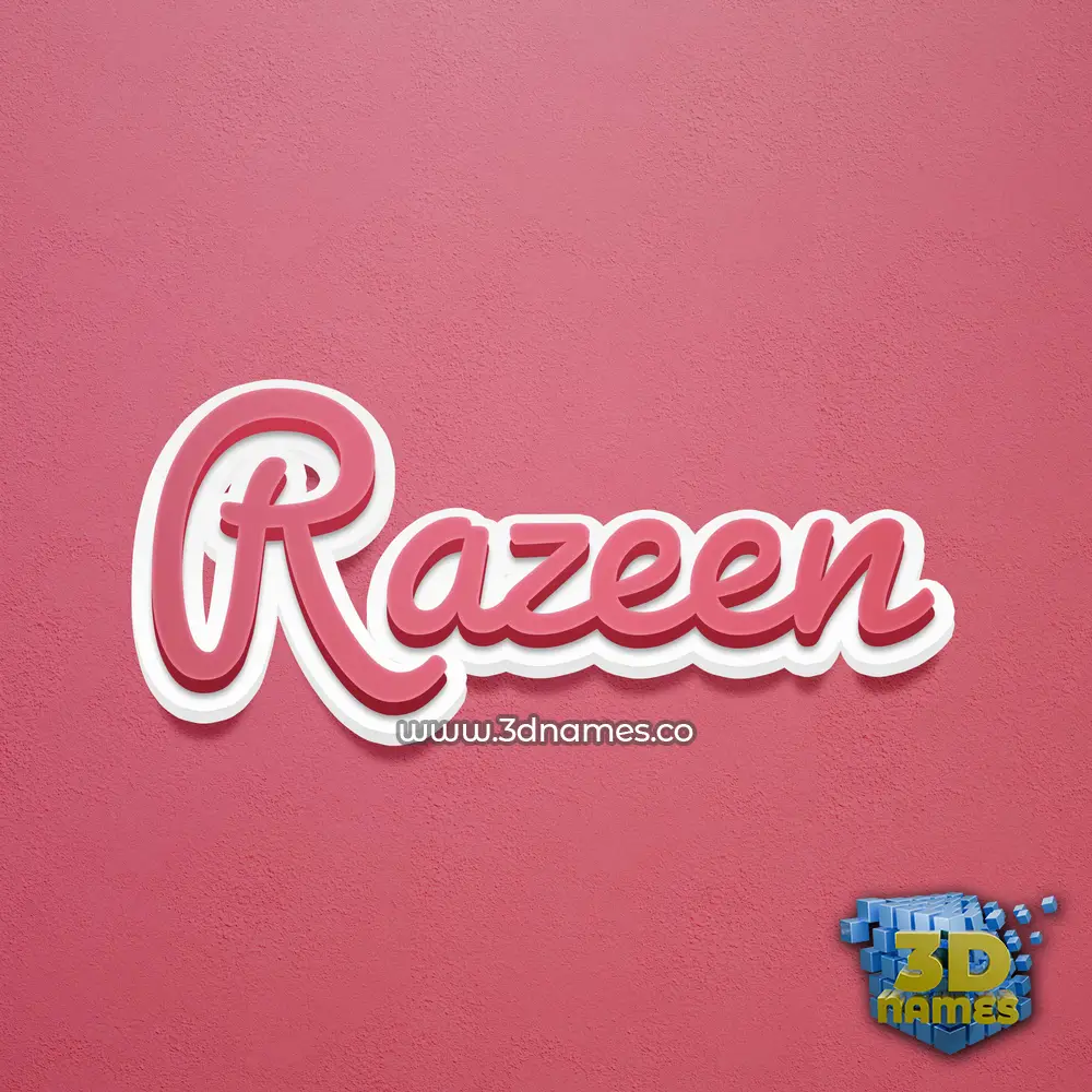 razeen in Red Scribble style - 3D name wallpaper