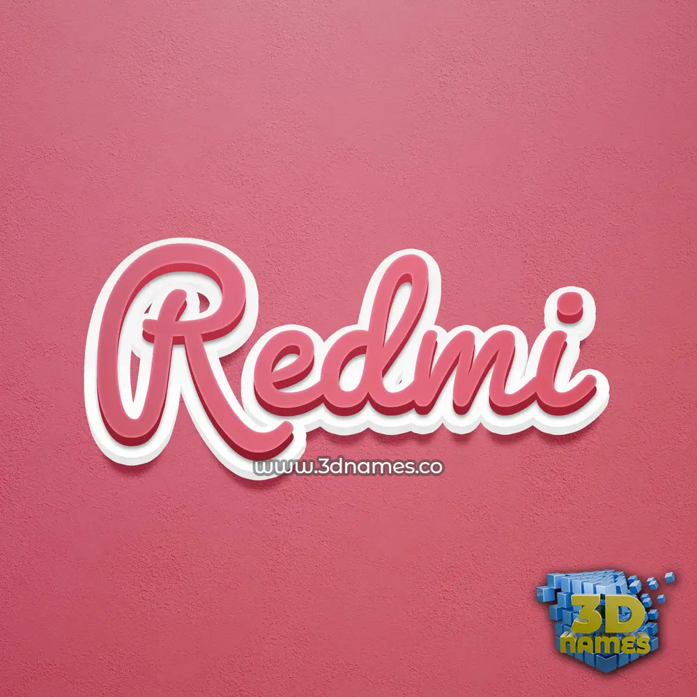 redmi in Red Scribble style - 3D name wallpaper