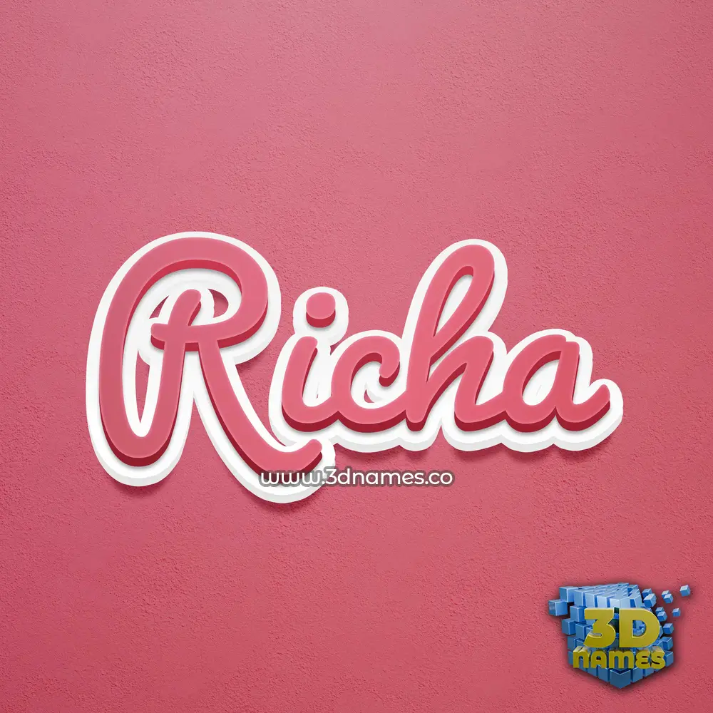 richa in Red Scribble style - 3D name wallpaper