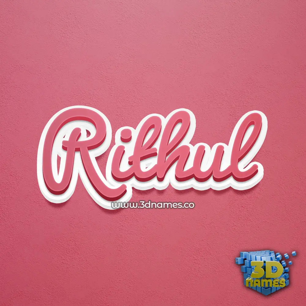 rithul in Red Scribble style - 3D name wallpaper