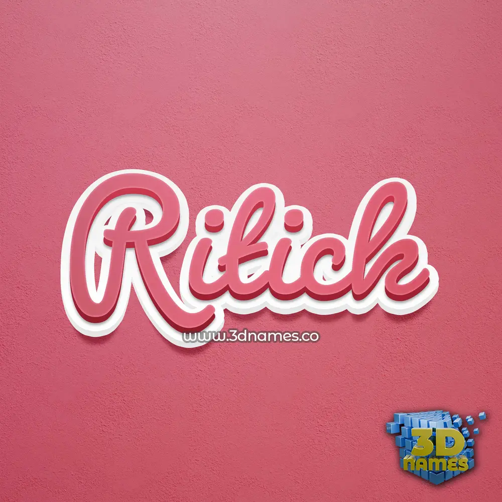 ritick in Red Scribble style - 3D name wallpaper