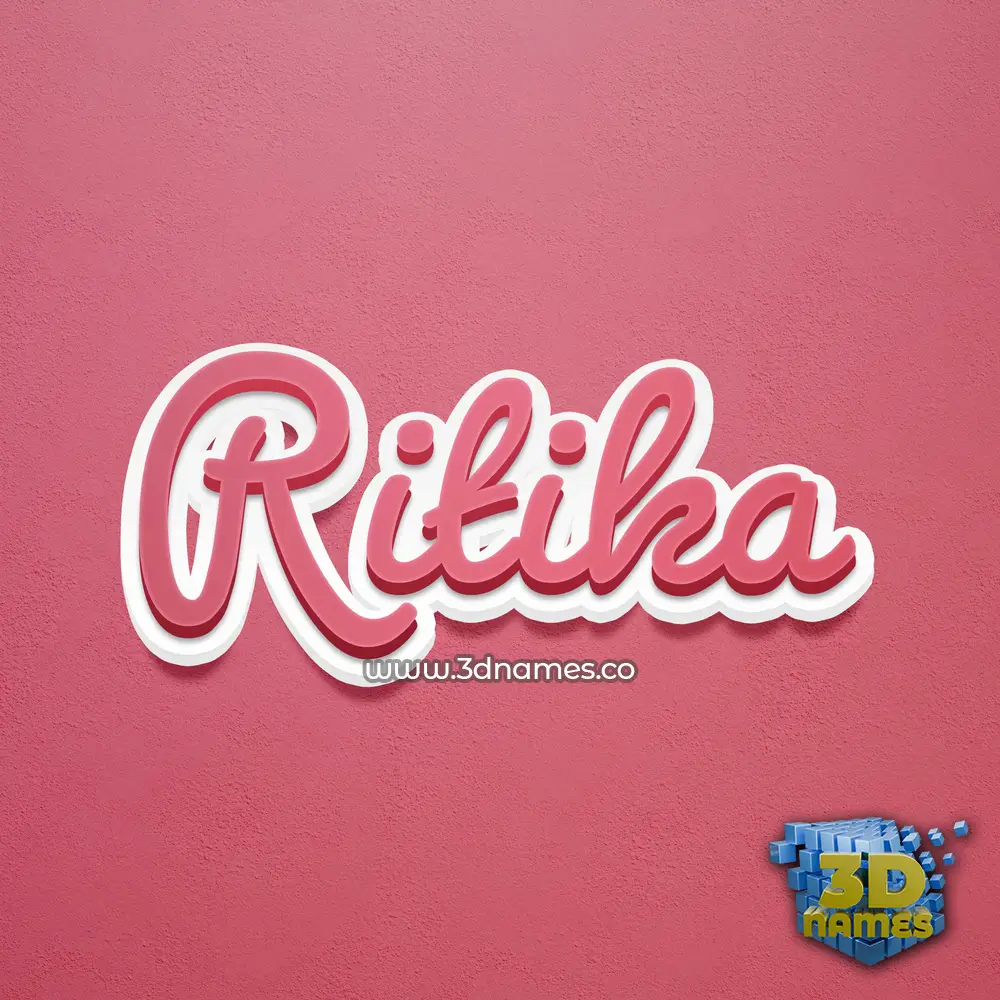 ritika in Red Scribble style - 3D name wallpaper