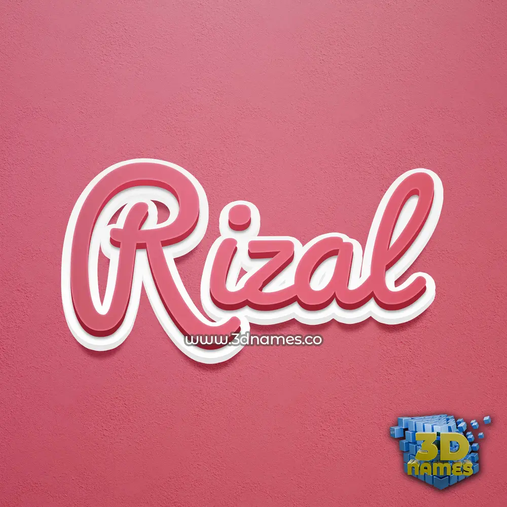 rizal in Red Scribble style - 3D name wallpaper
