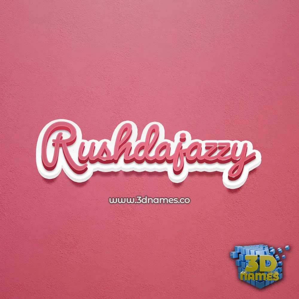 rushdajazzy in Red Scribble style - 3D name wallpaper