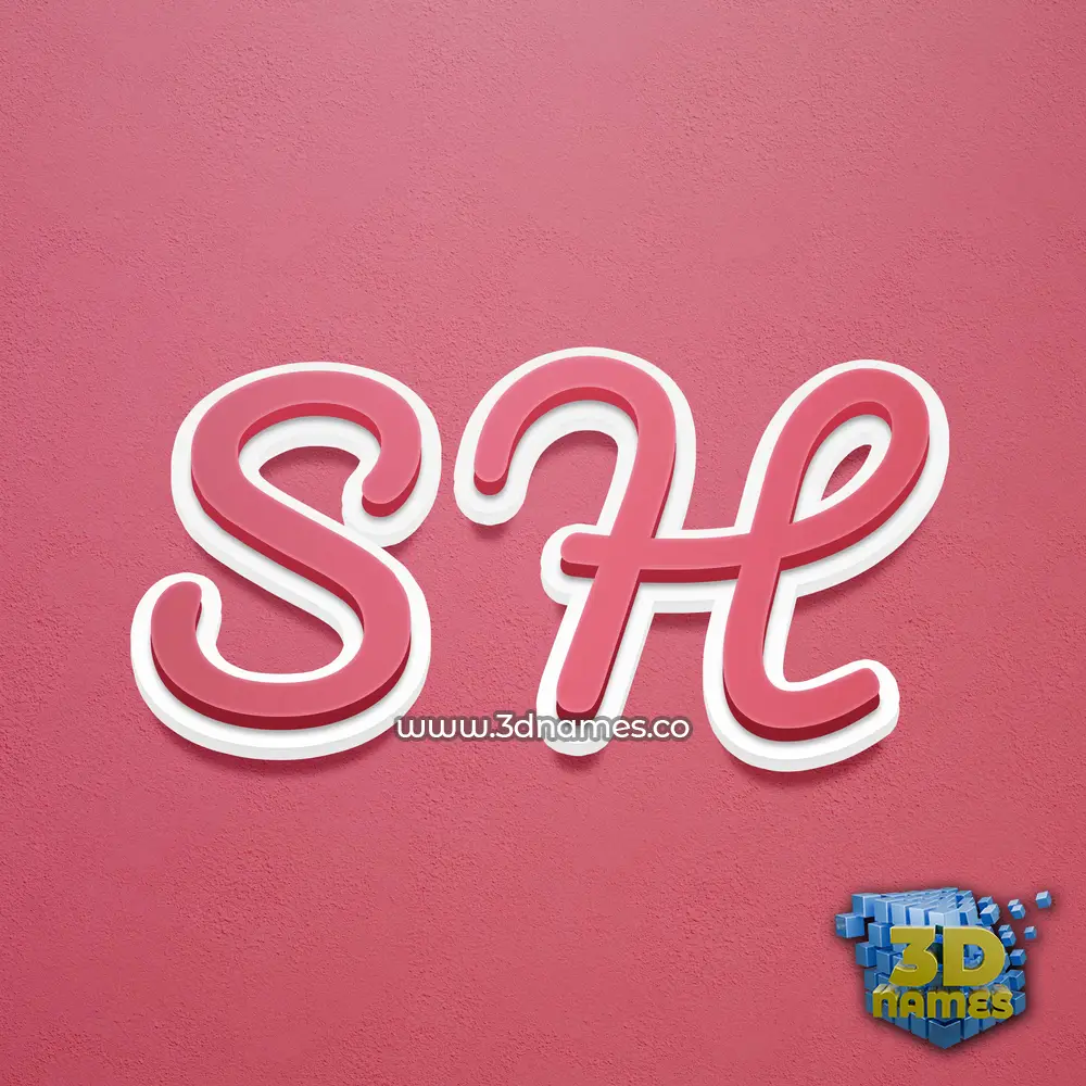 s h in Red Scribble style - 3D name wallpaper