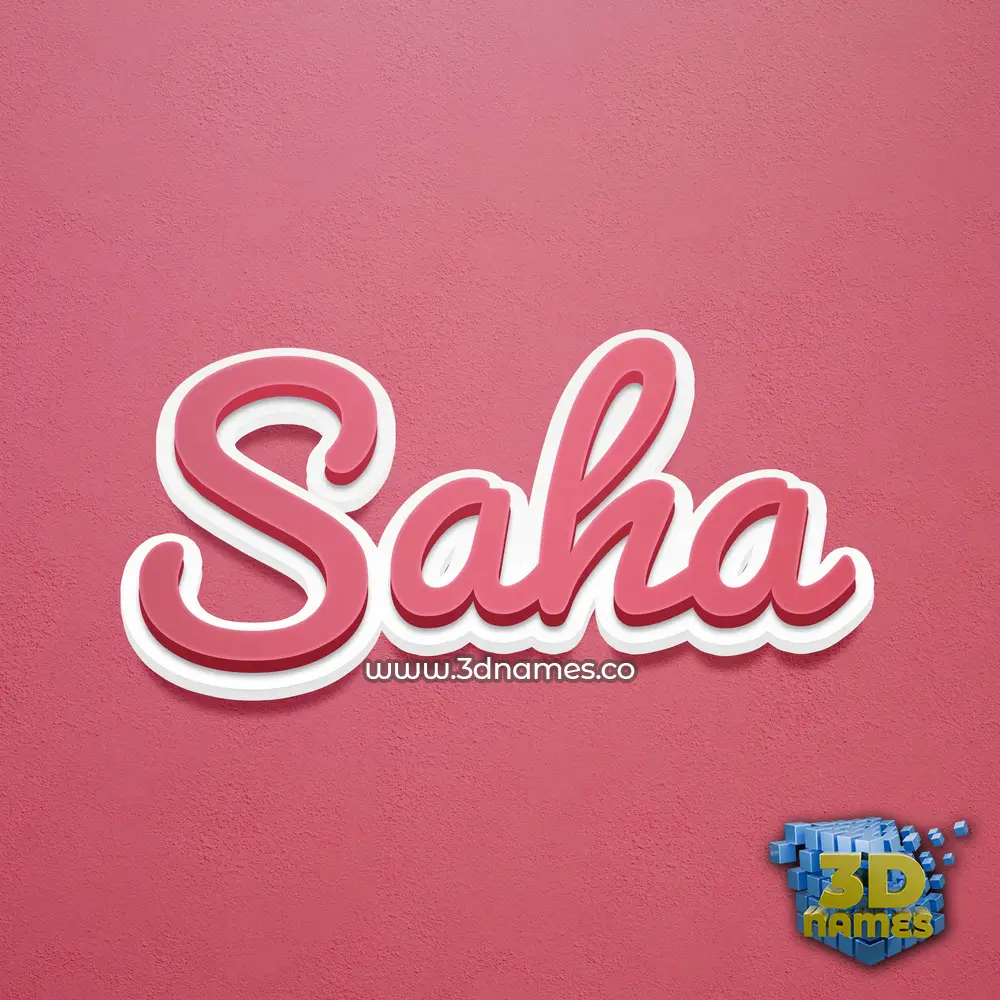 saha in Red Scribble style - 3D name wallpaper