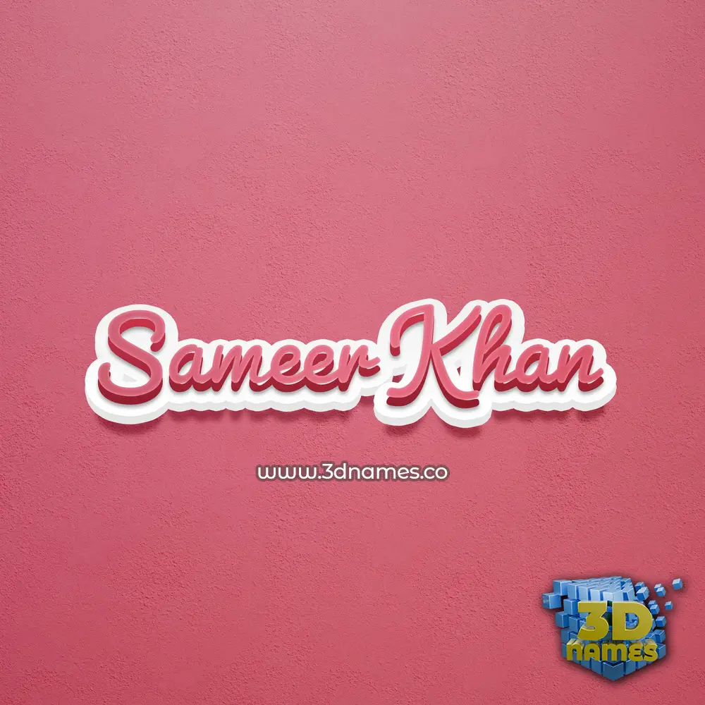 sameer khan in Red Scribble style - 3D name wallpaper