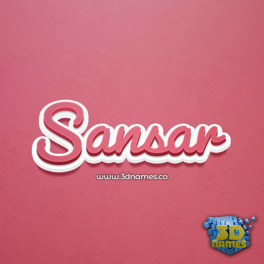 sansar in Red Scribble style - 3D name wallpaper