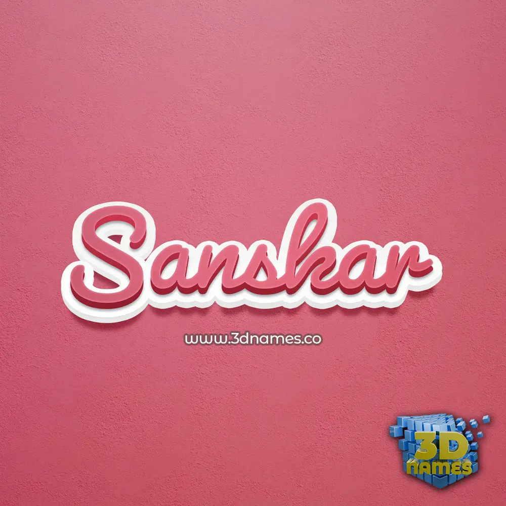 sanskar in Red Scribble style - 3D name wallpaper