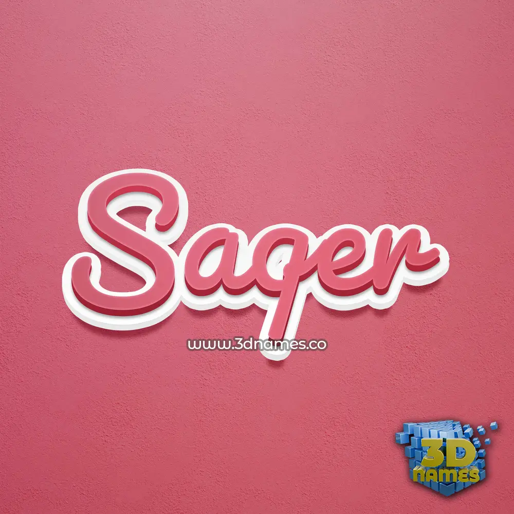 saqer in Red Scribble style - 3D name wallpaper