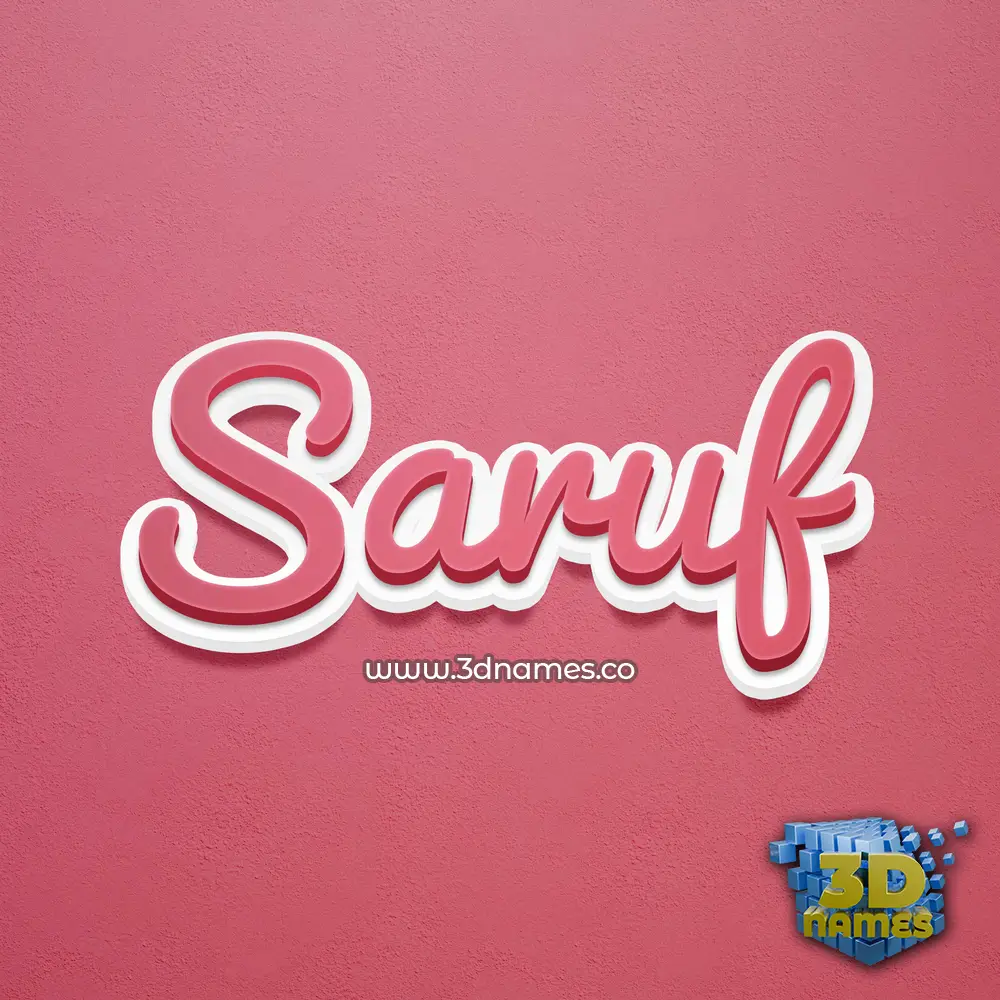 saruf in Red Scribble style - 3D name wallpaper