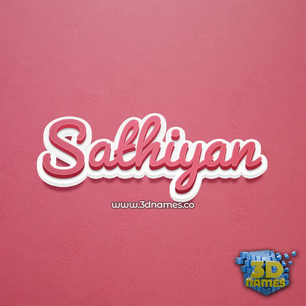 sathiyan in Red Scribble style - 3D name wallpaper