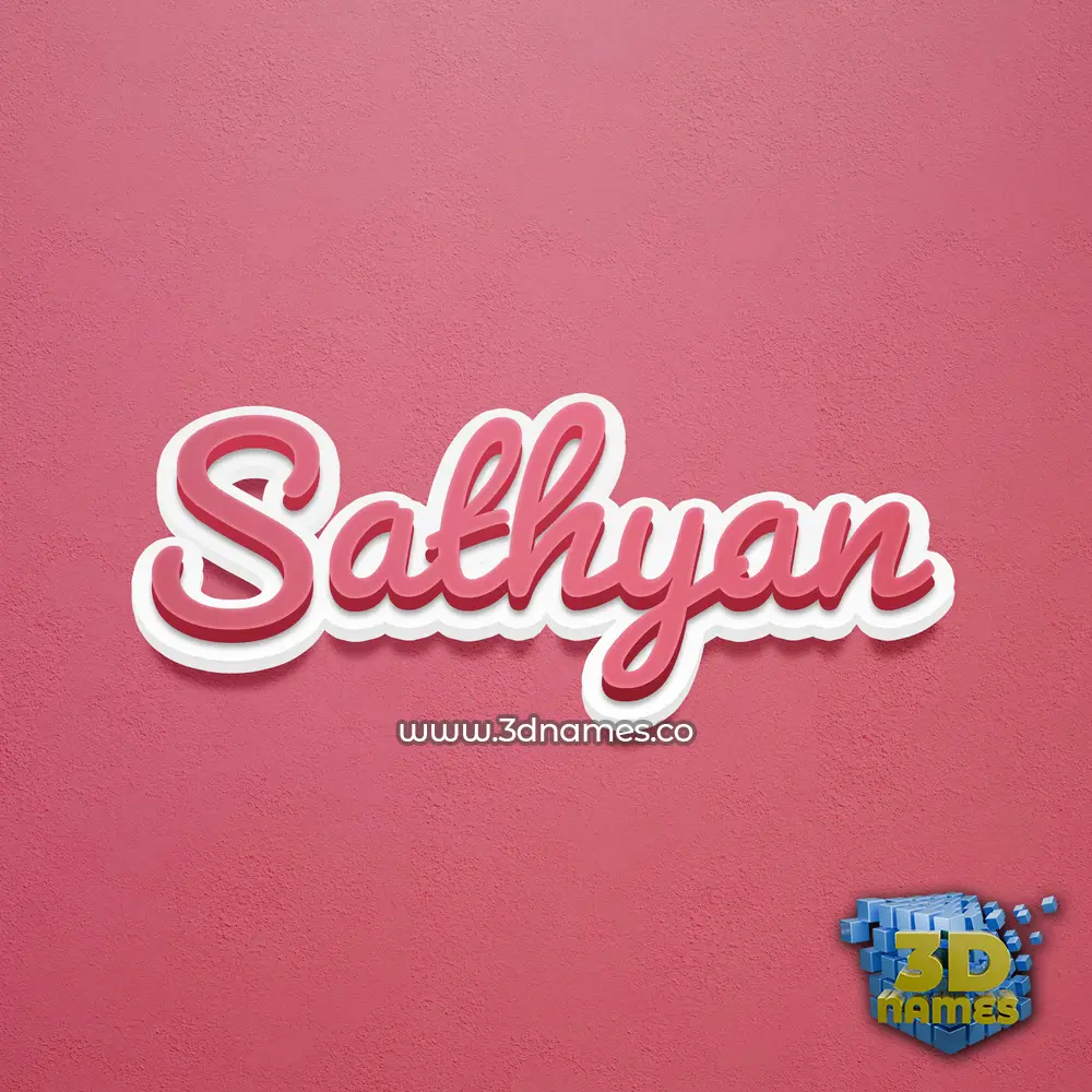 sathyan in Red Scribble style - 3D name wallpaper